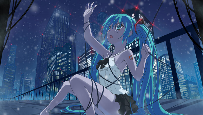 Miku on a city rooftop