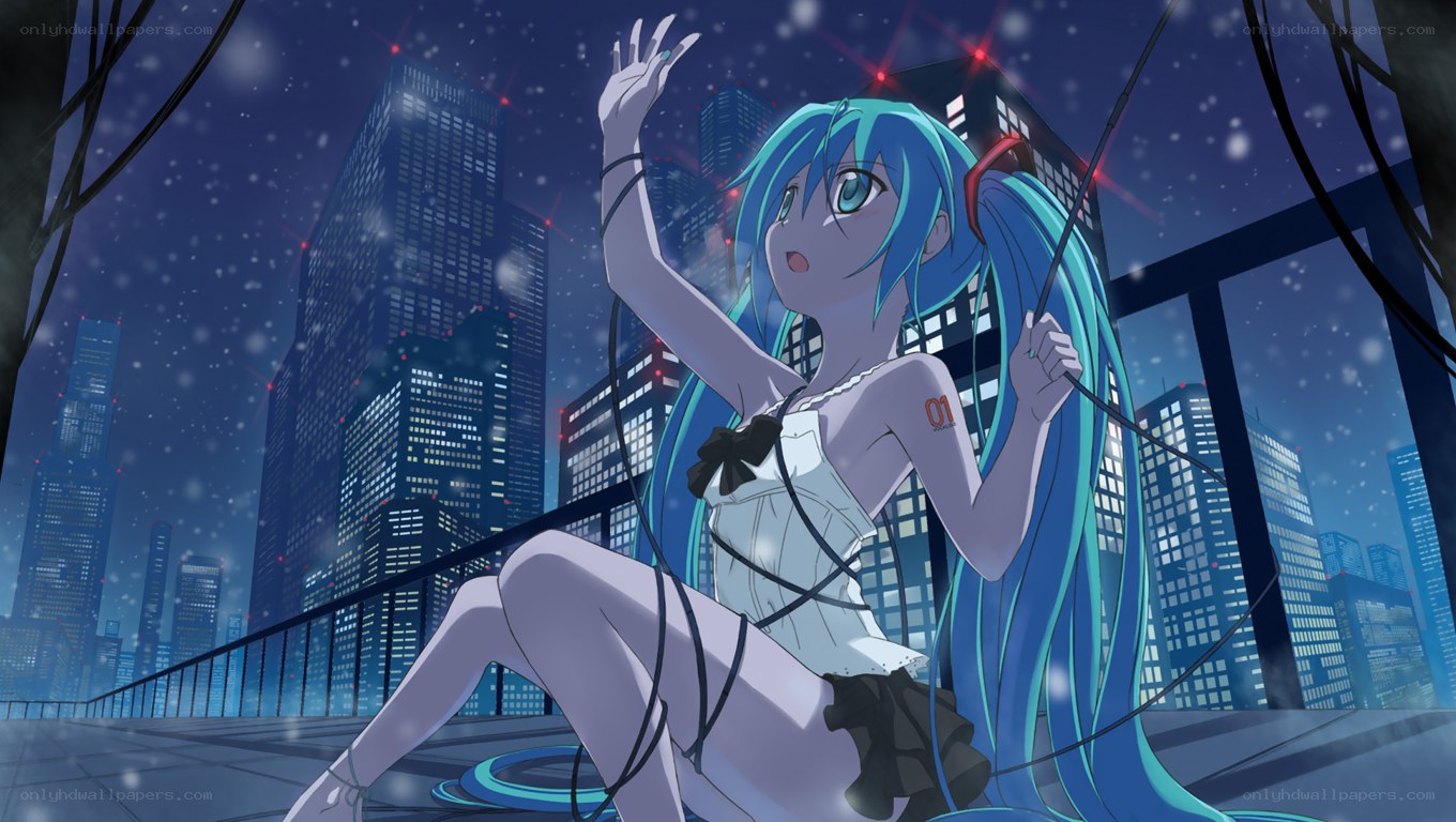 Miku on a city rooftop