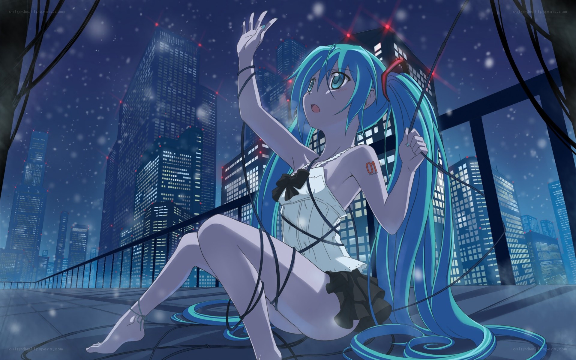 Miku on a city rooftop
