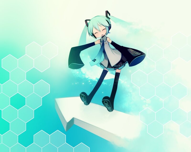 Miku on a digital arrow