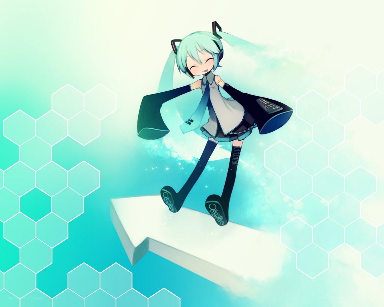 Miku on a digital arrow