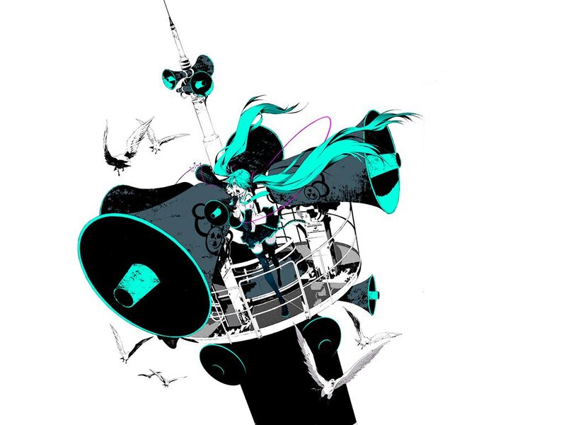 Miku on a megaphone platform