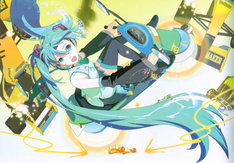 Miku on a racing scooter