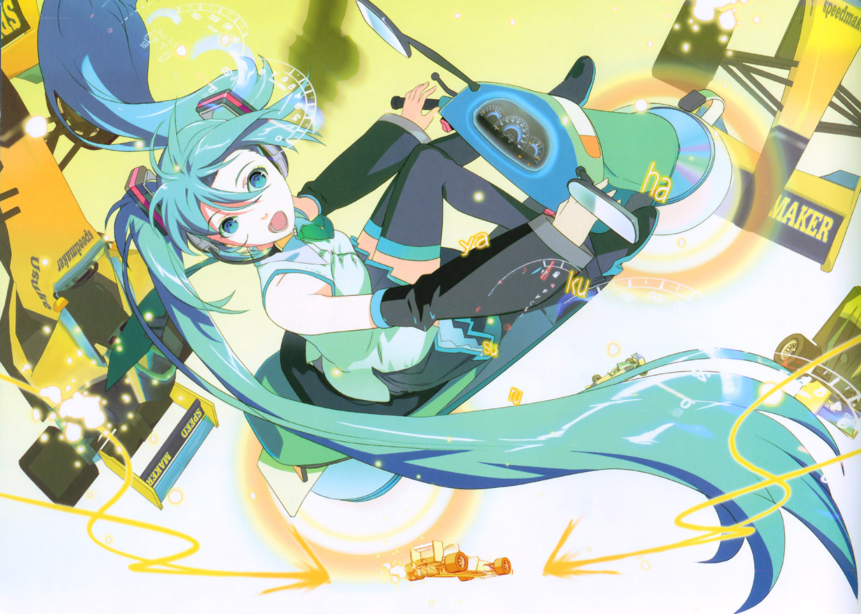 Miku on a racing scooter