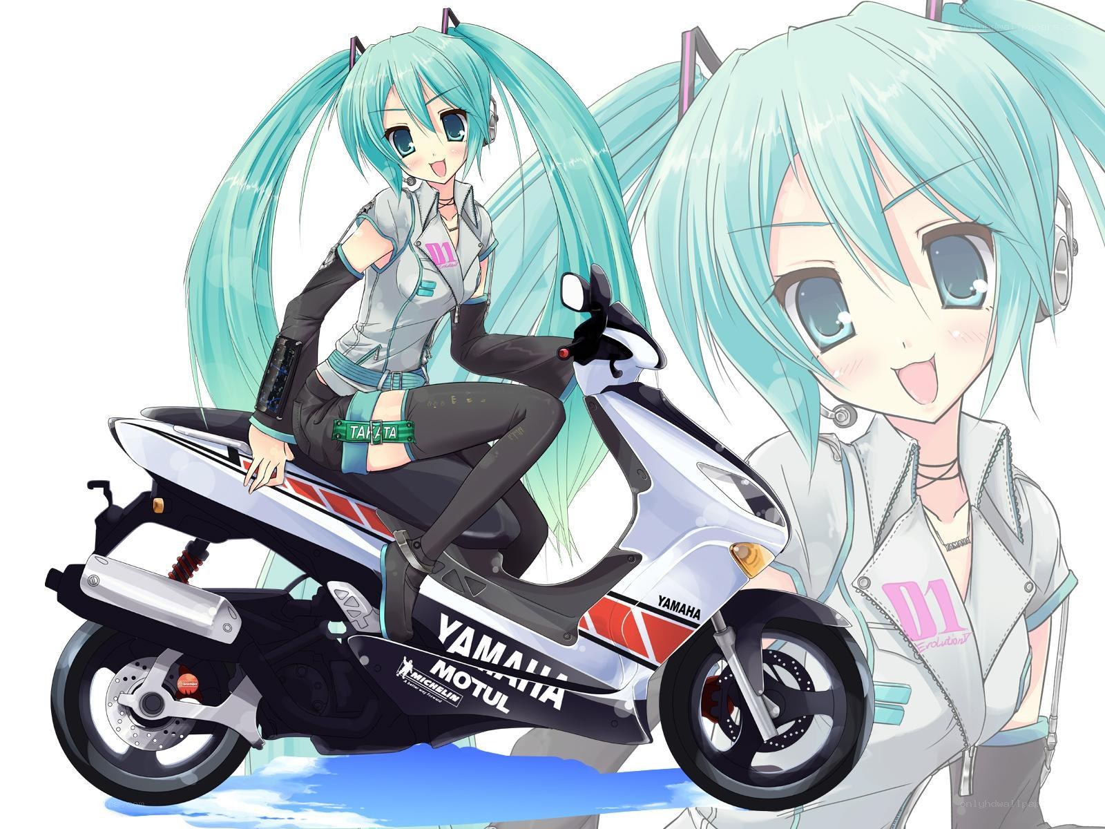Miku on a scooter