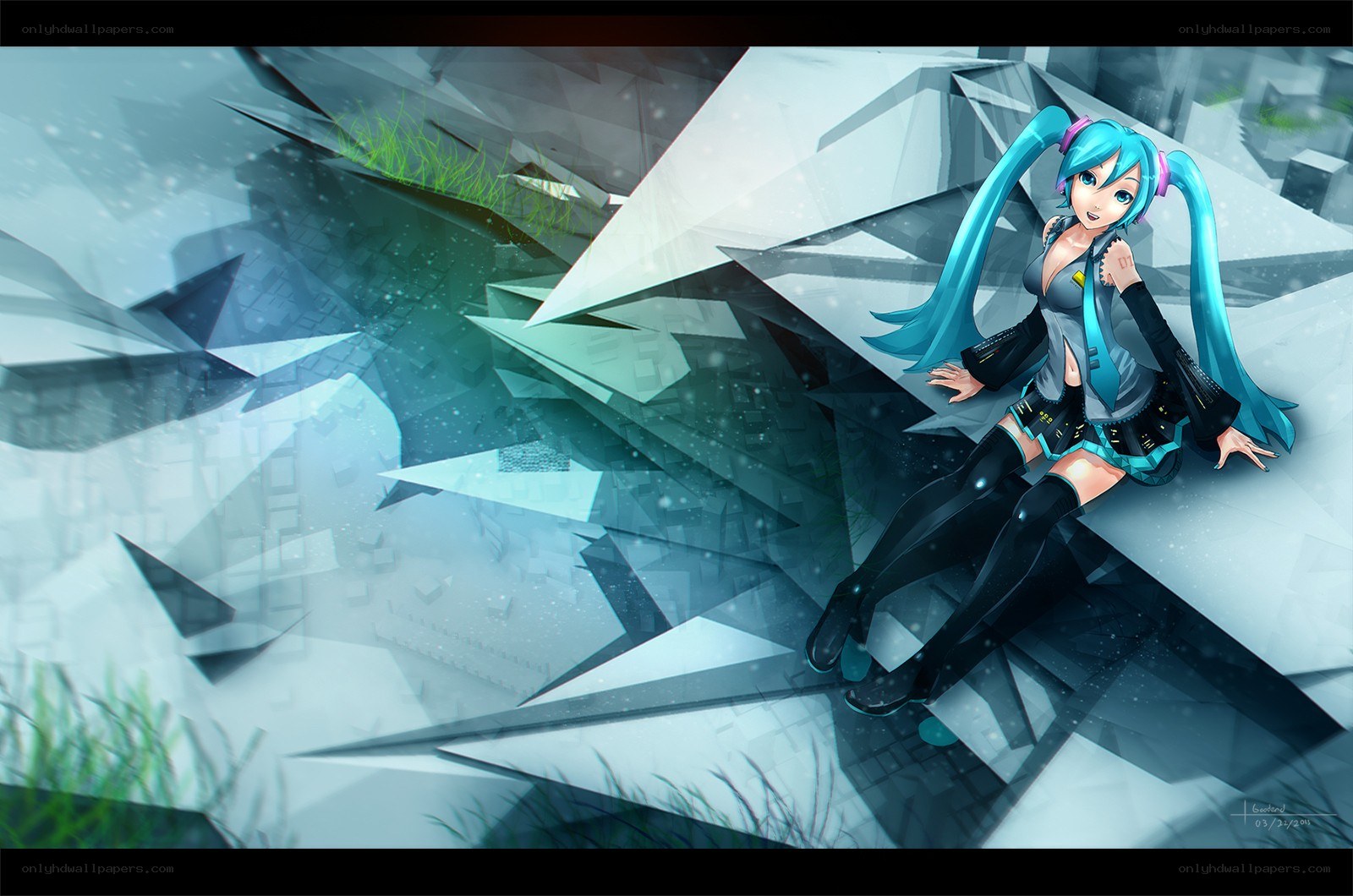 Miku on a shattered landscape