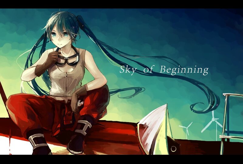 Miku on a ship at dawn