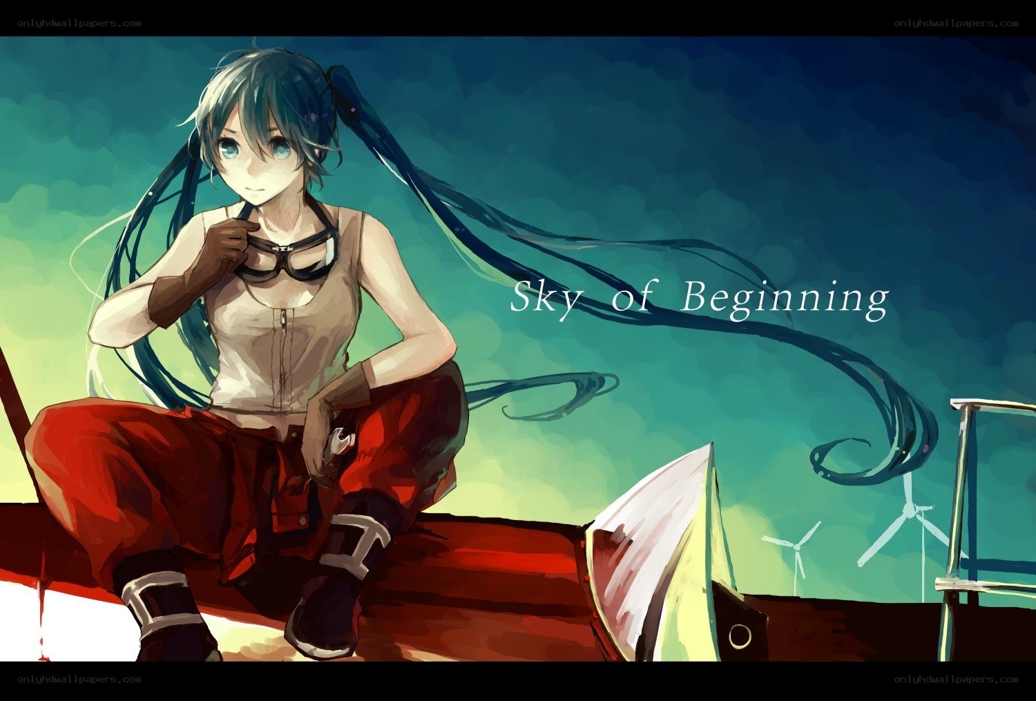 Miku on a ship at dawn