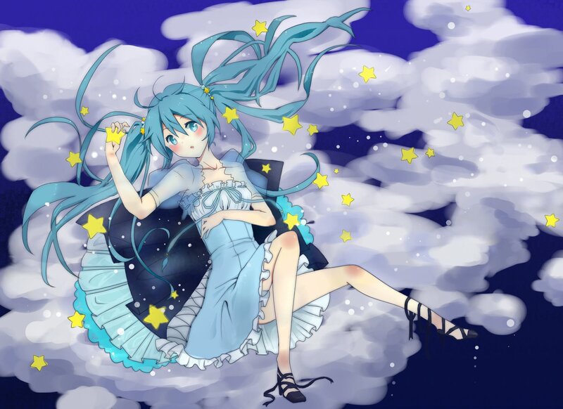 Miku on a starry cloud