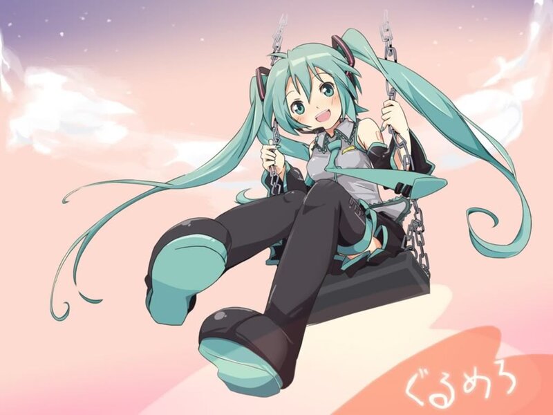 Miku on a swing