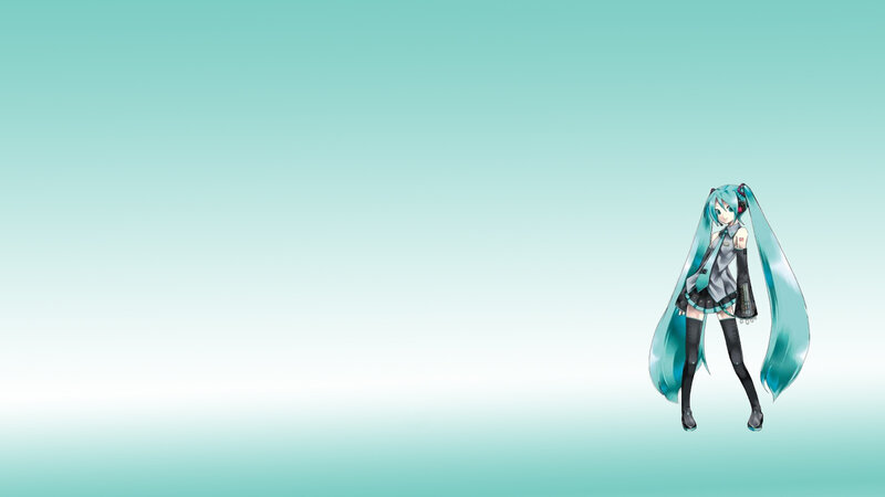 Miku on a teal background