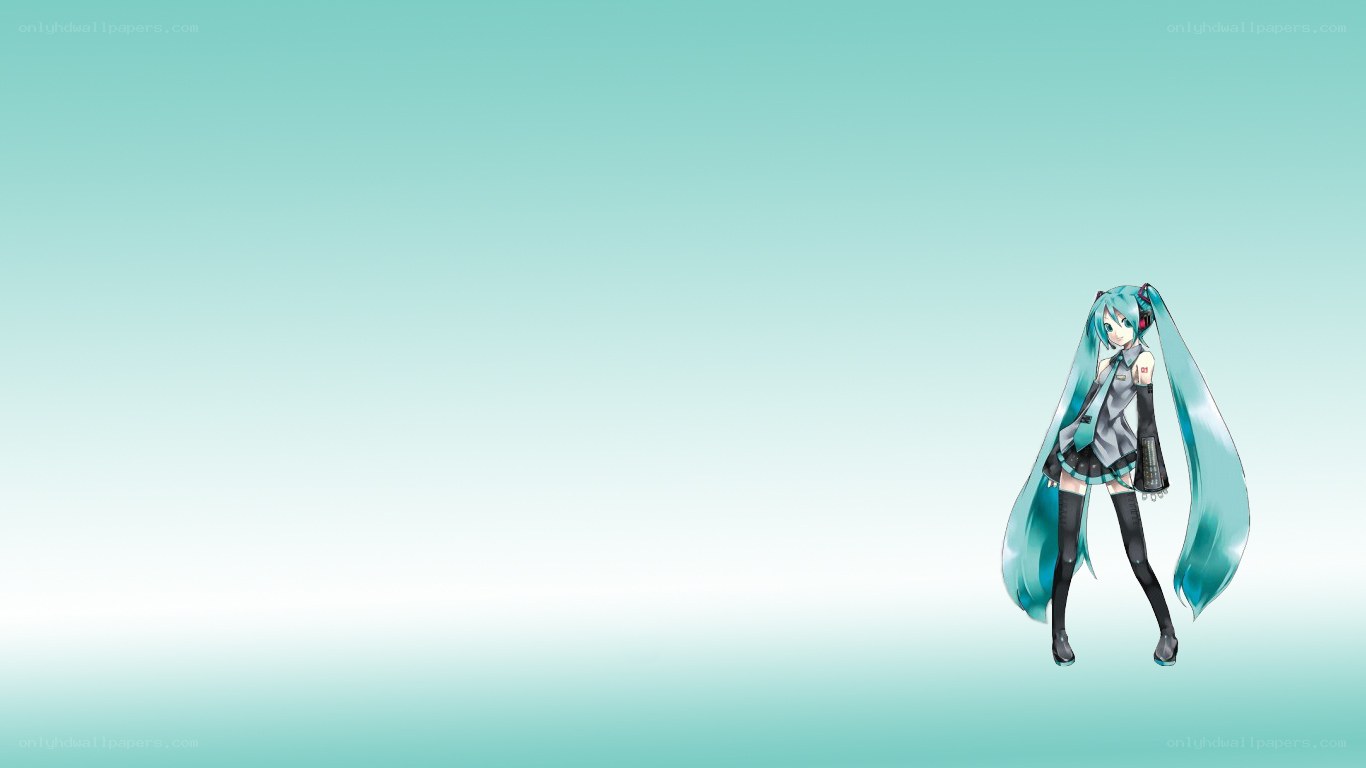Miku on a teal background