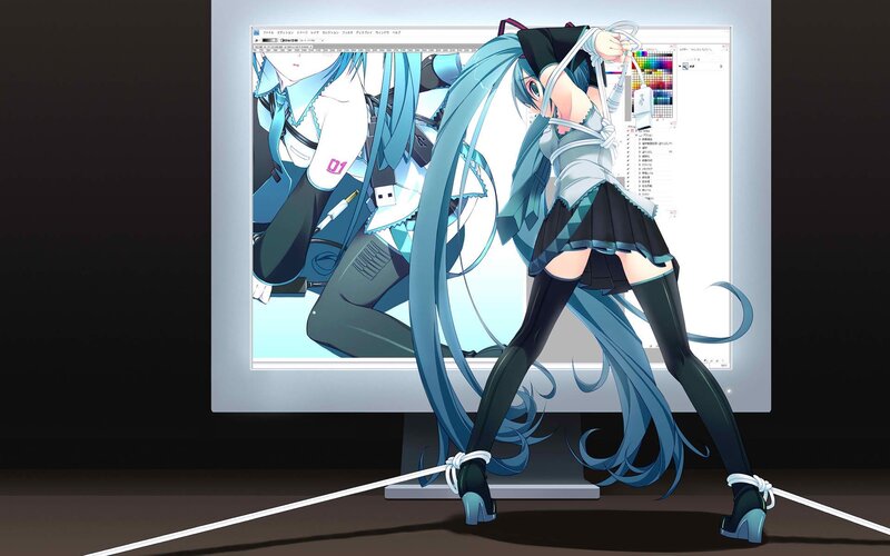 Miku on computer screen