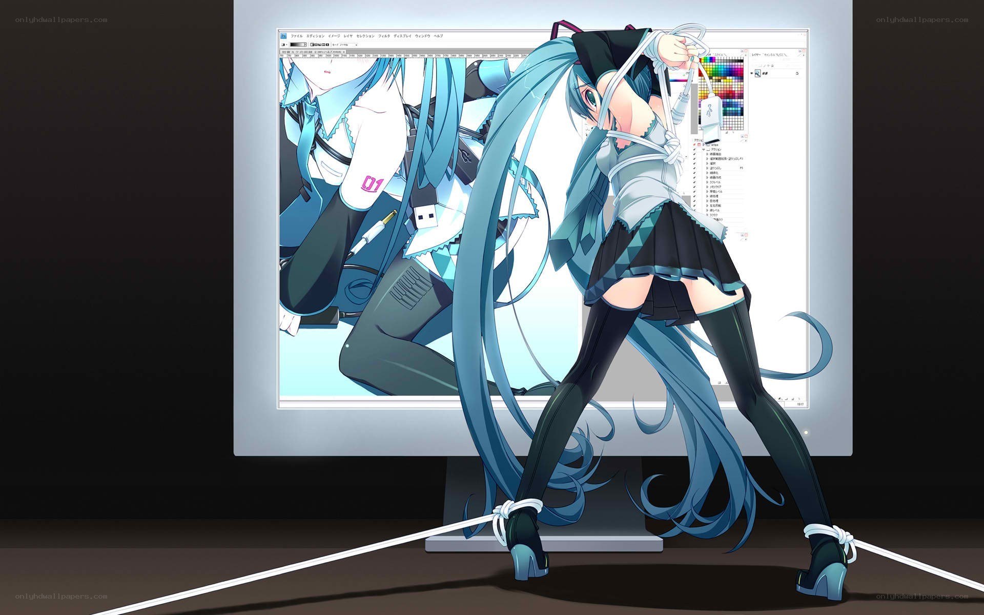 Miku on computer screen