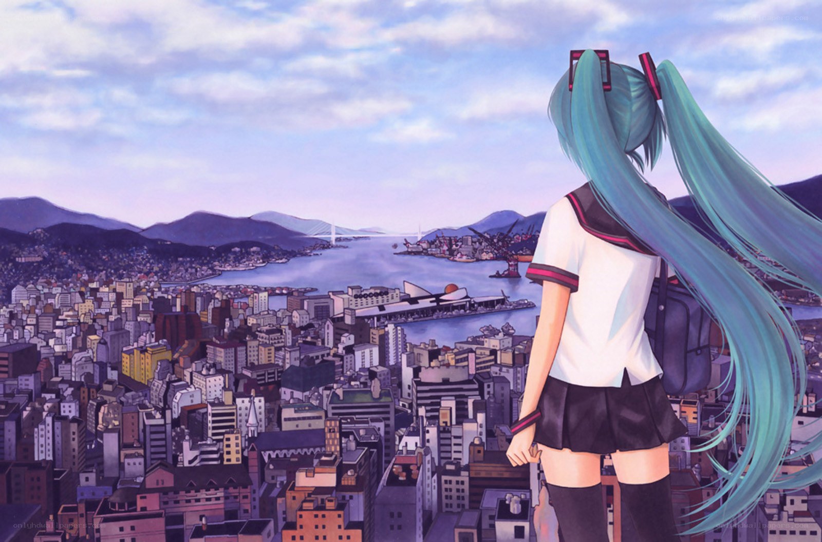 Miku overlooking the city