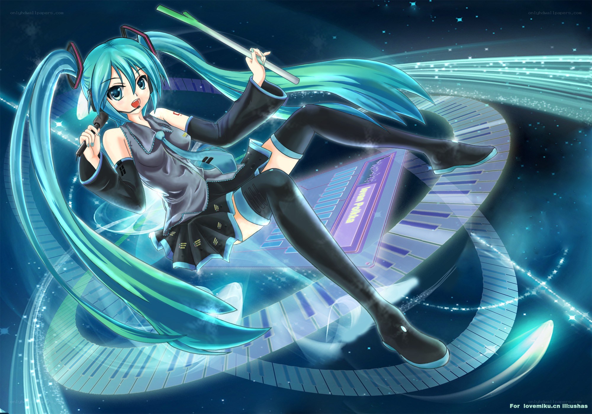 Miku performing on a piano