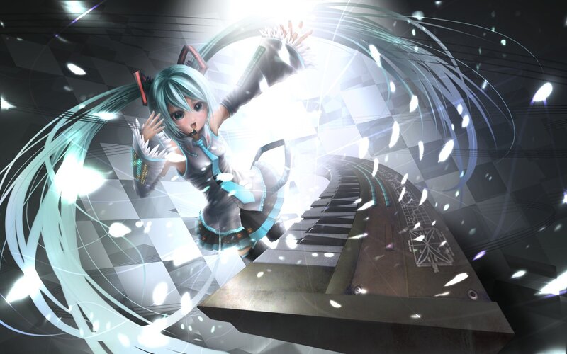 Miku performing on piano