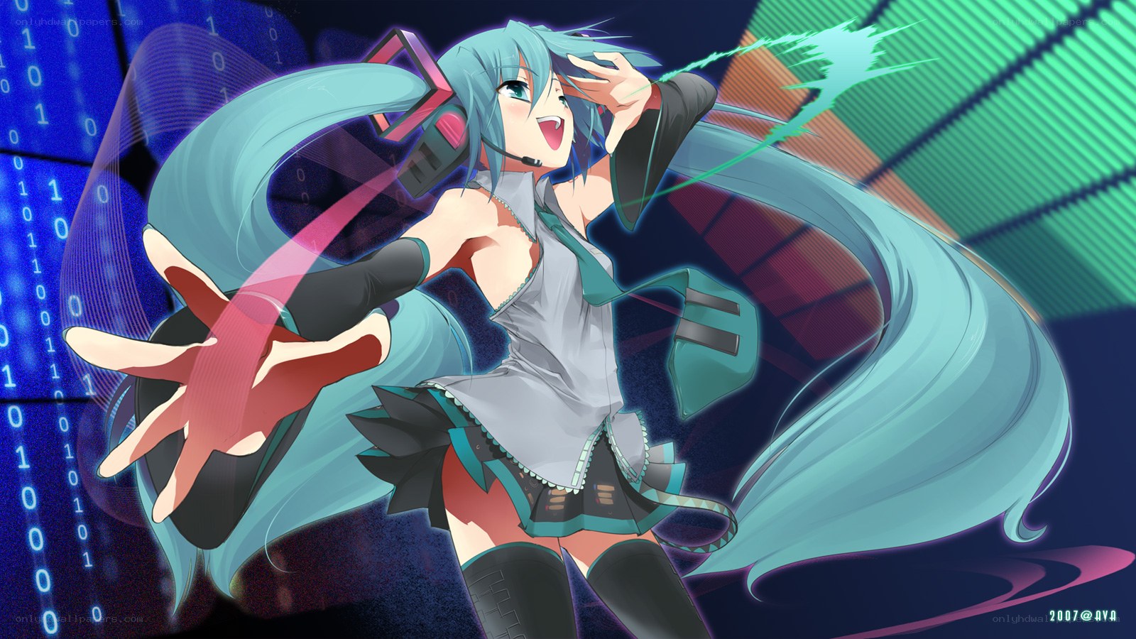 Miku performing with energy