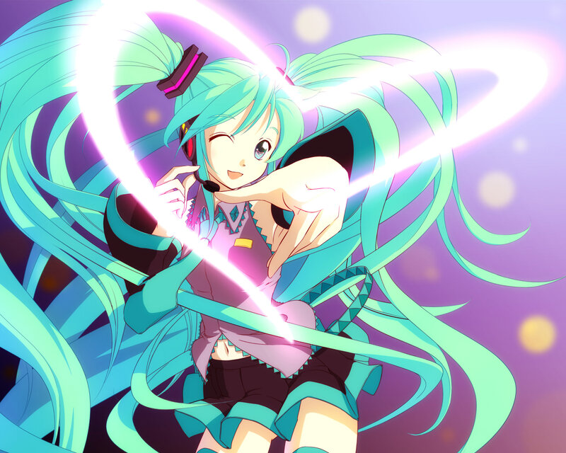 Miku performing with light