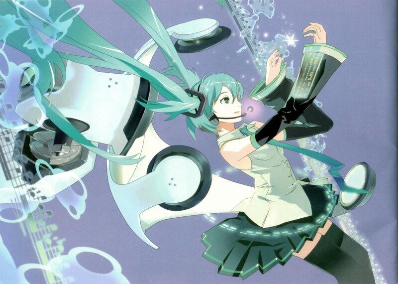 Miku performing with music