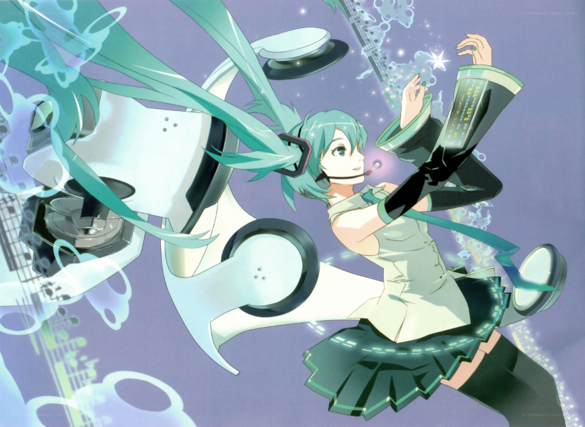 Miku performing with music