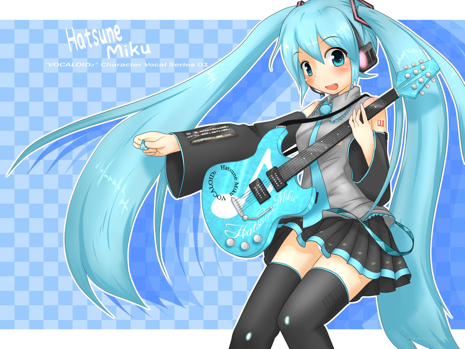 Miku playing electric guitar