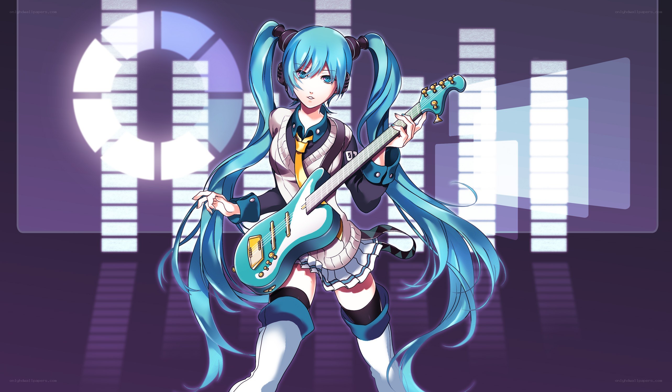 Miku playing electric guitar