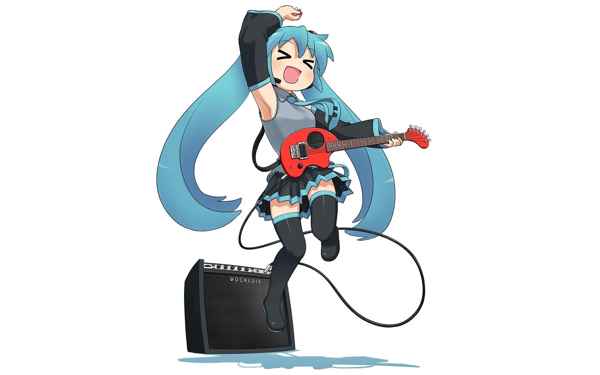 Miku playing guitar