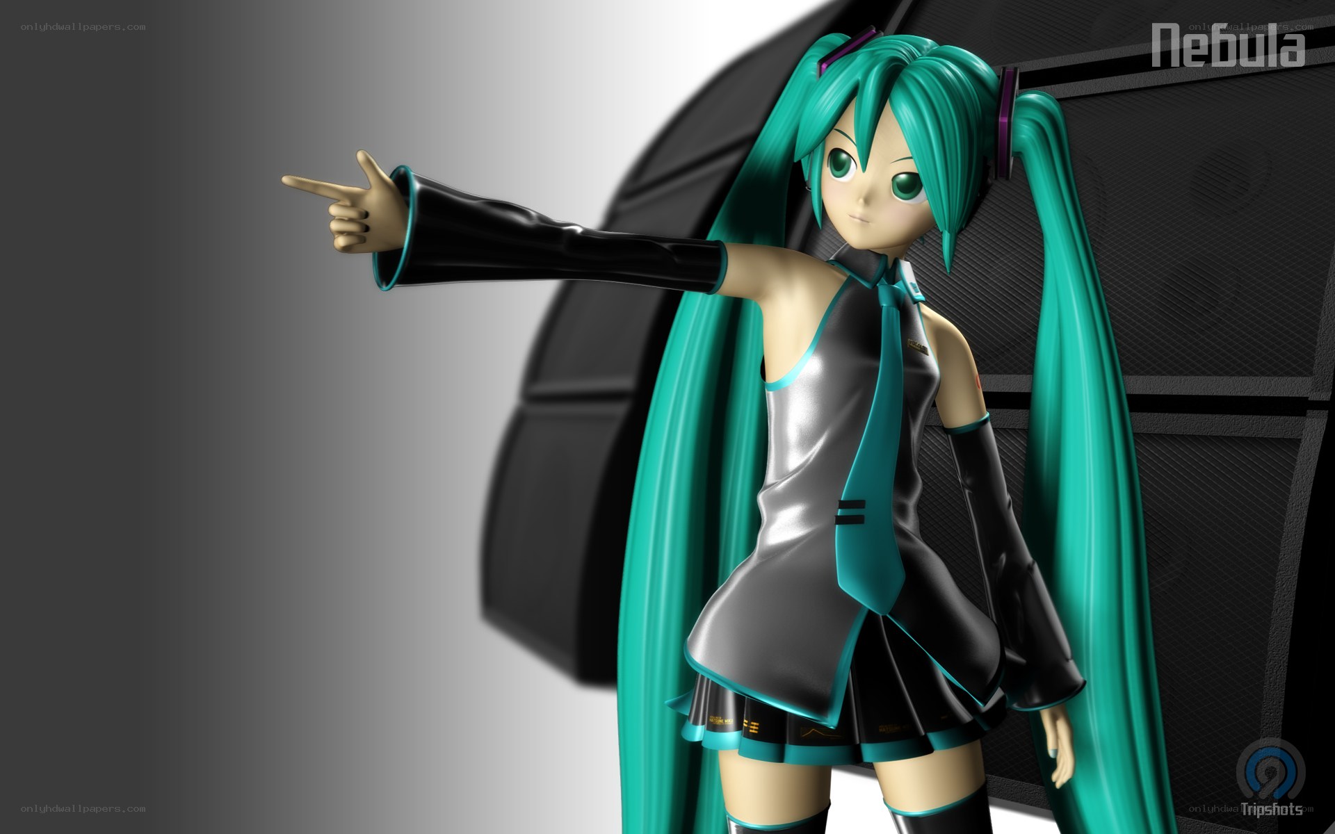 Miku pointing forward