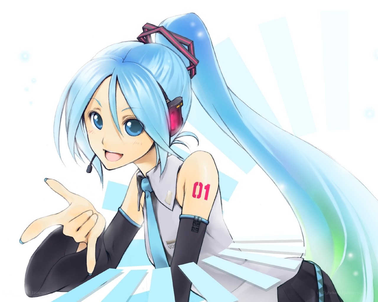 Miku pointing forward