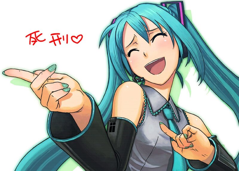 Miku pointing happily
