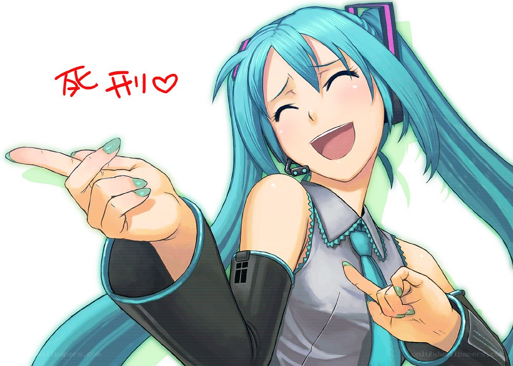 Miku pointing happily