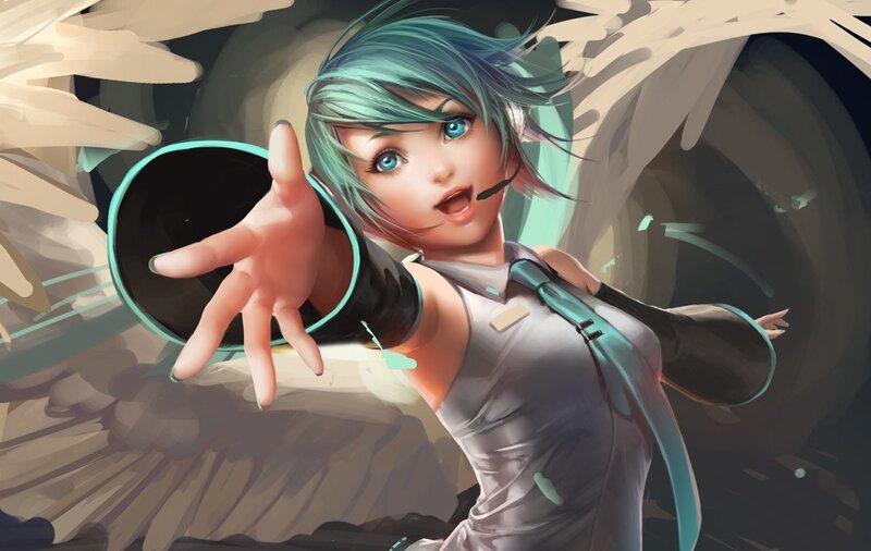 Miku reaching forward