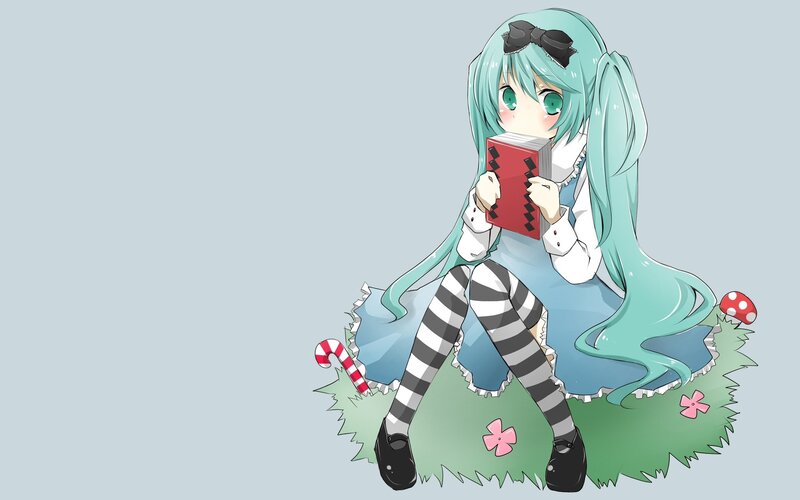 Miku reading a book