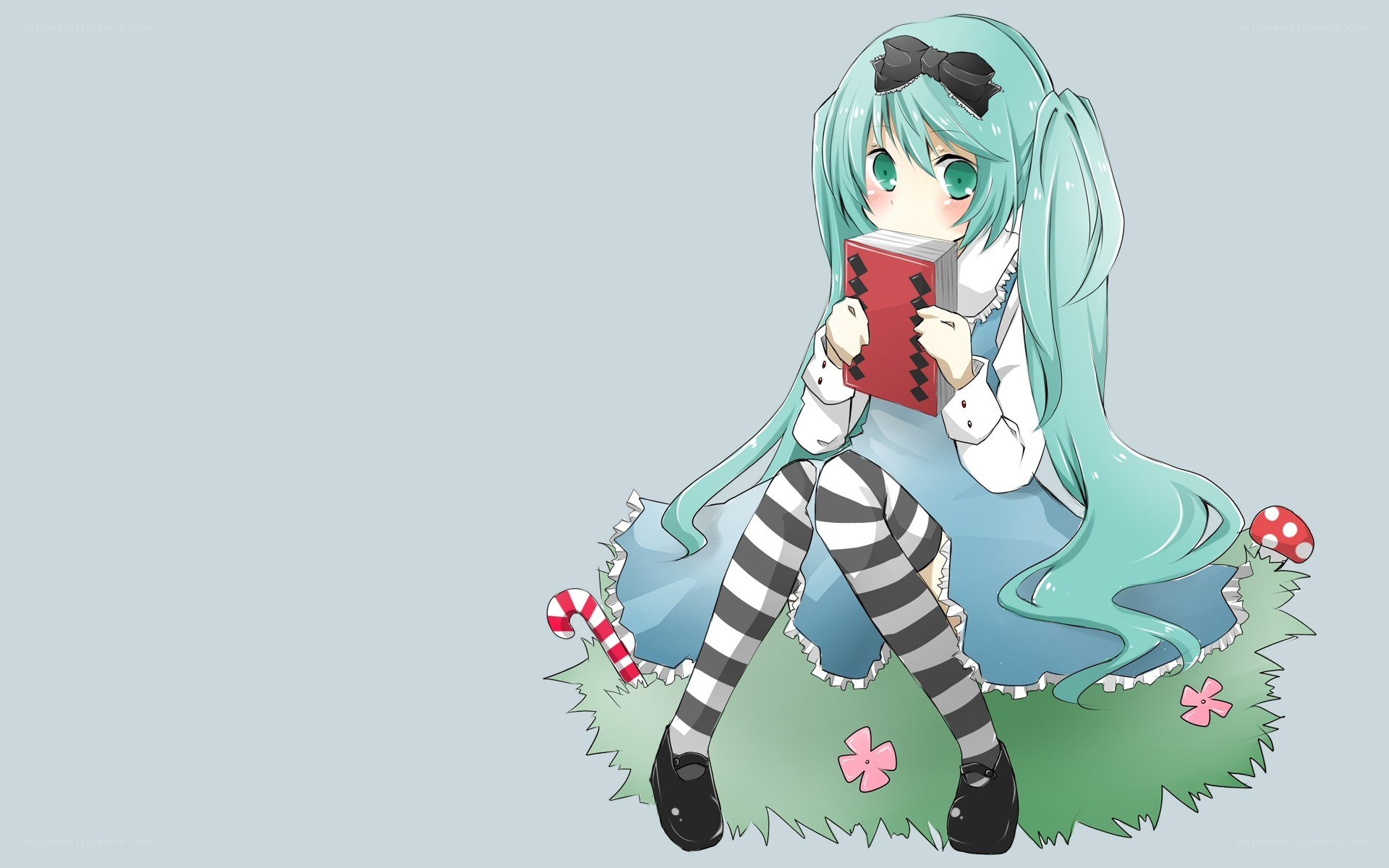 Miku reading a book