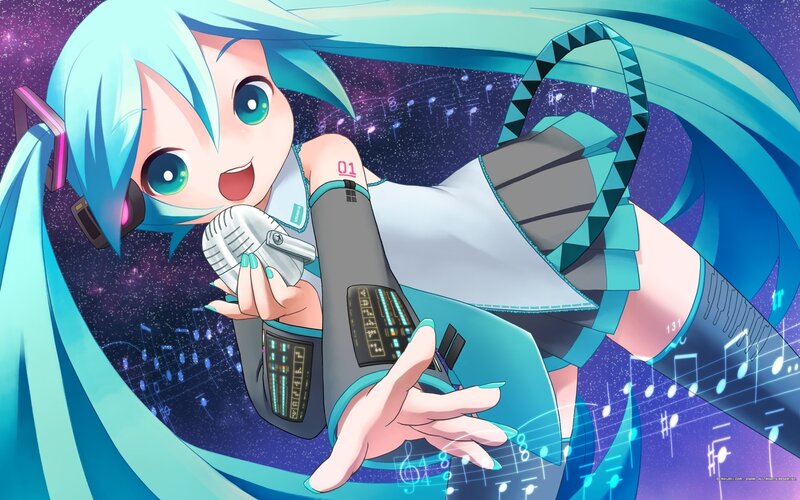 Miku singing in space