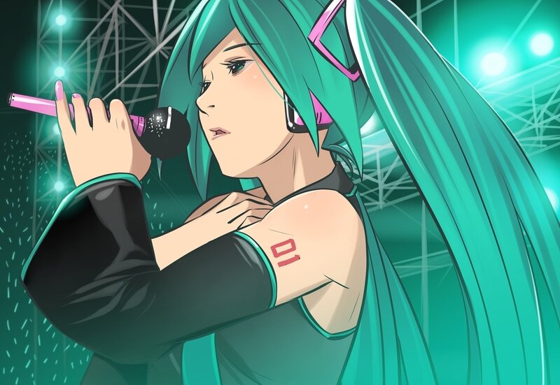 Miku singing on stage
