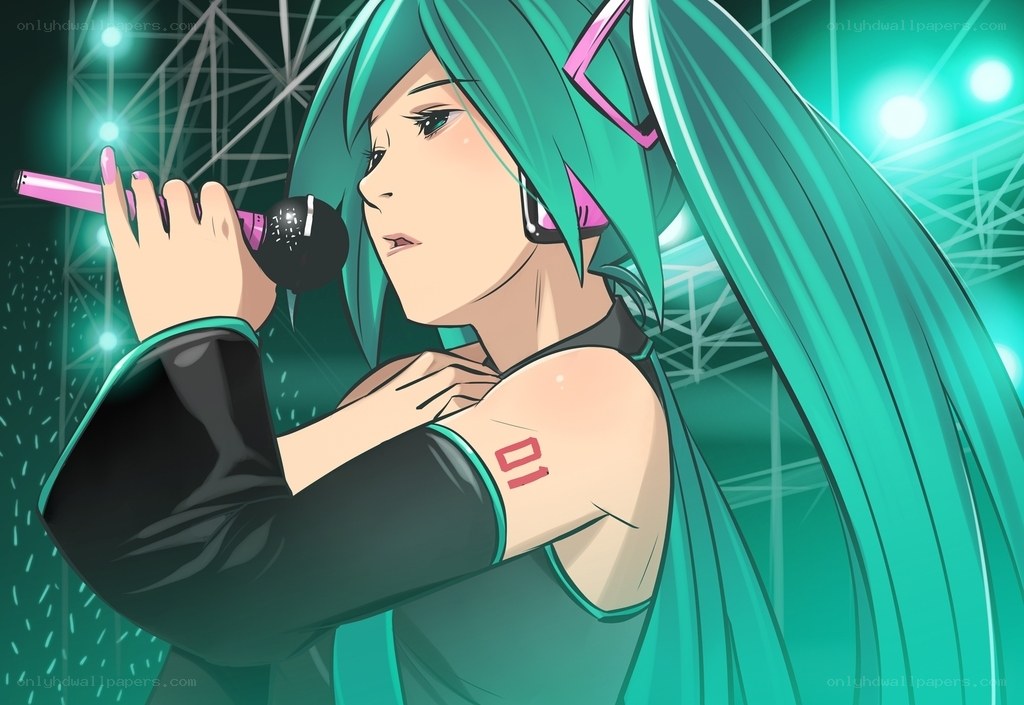 Miku singing on stage