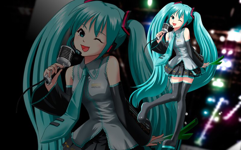 Miku singing on stage