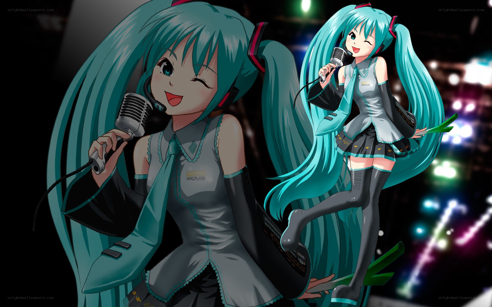 Miku singing on stage