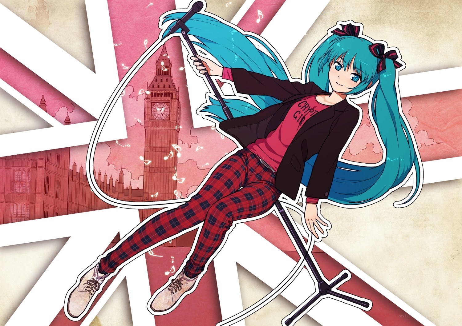 Miku singing with Big Ben