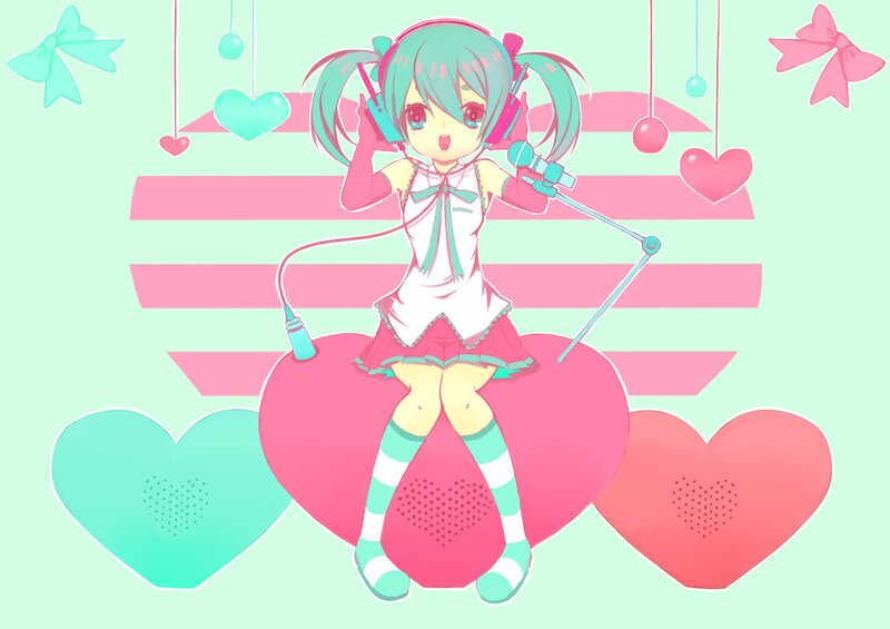 Miku singing with hearts