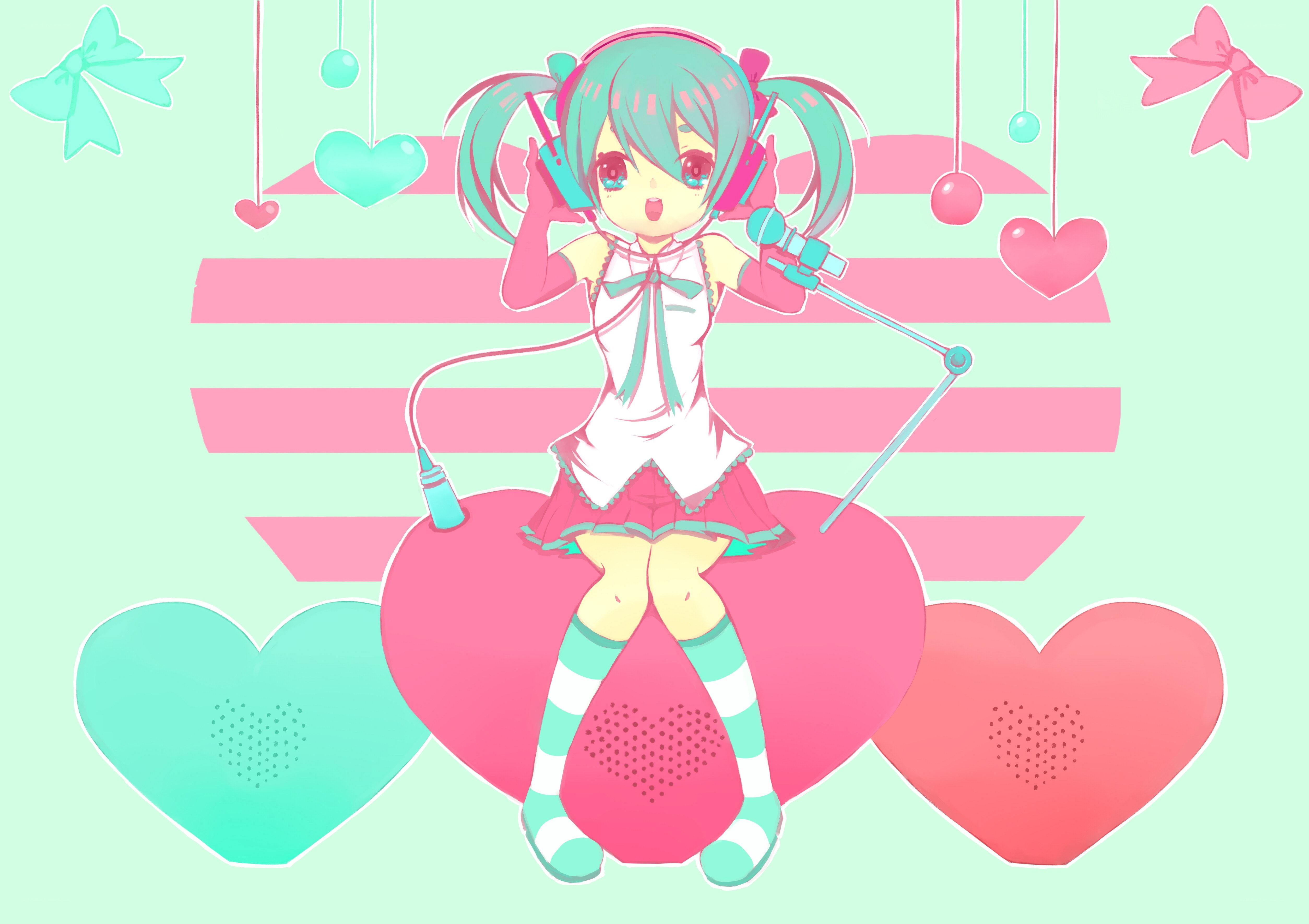 Miku singing with hearts