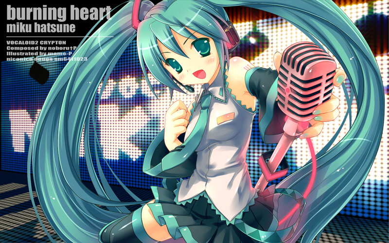 Miku singing with microphone