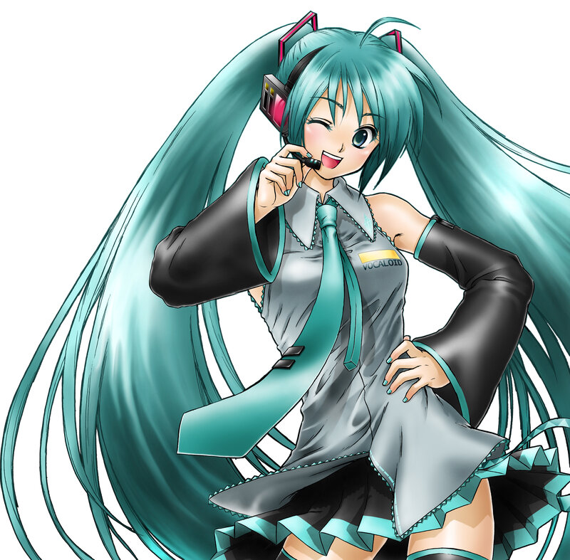 Miku singing with microphone
