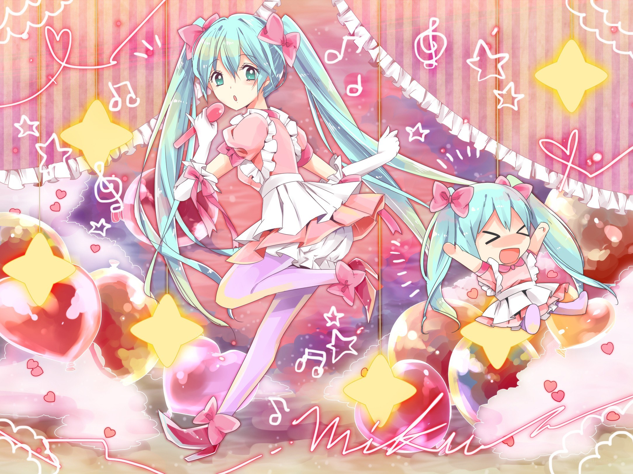 Miku singing with stars