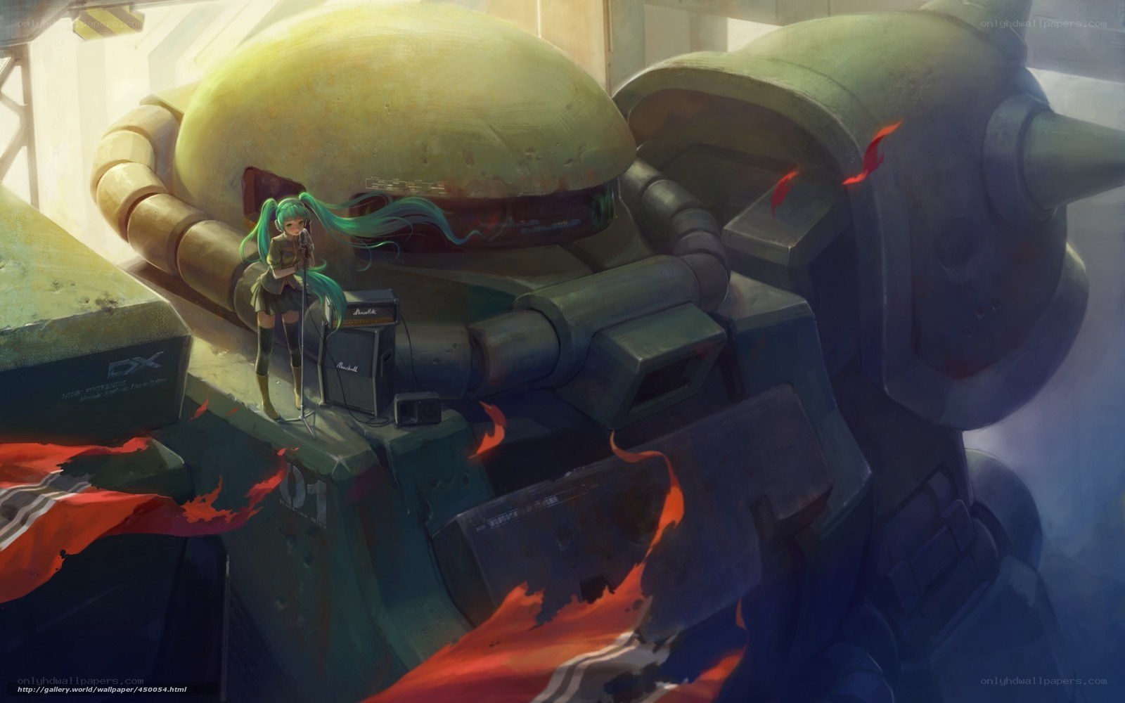 Miku sings on a mech