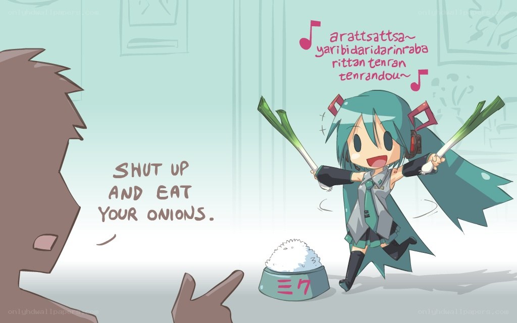 Miku sings while eating onions
