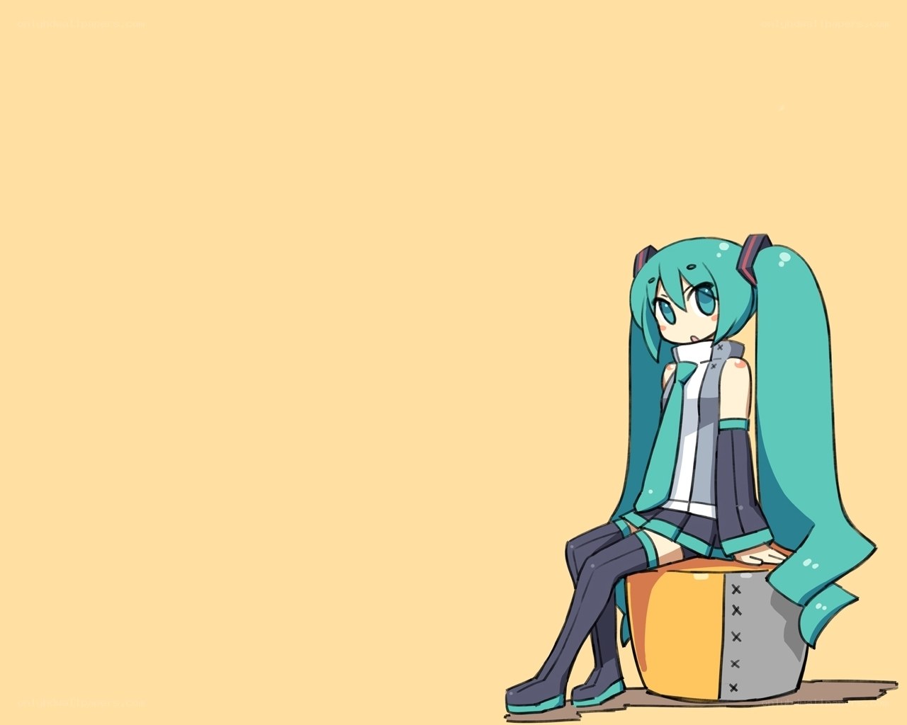 Miku sitting on a box