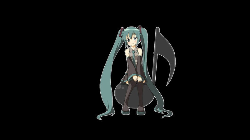 Miku sitting on a music note